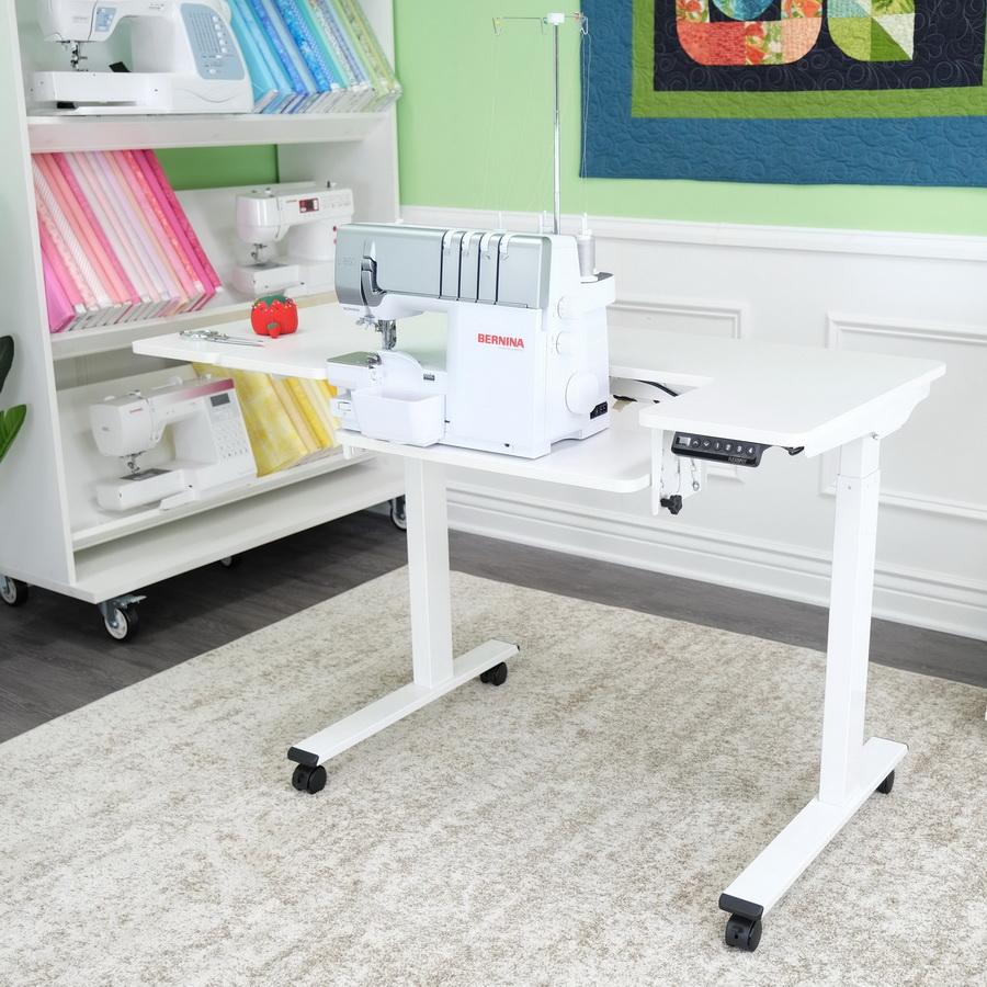 Arrow Eleanor Height Adjustable Serger and Sewing Table (White)