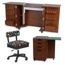 Kangaroo Sewing Furniture Bandicoot Cabinet Teak b8205 Studio Set With Kiwi Storage Cabinet And Arrow Hydraulic Sewing Chair