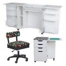 Kangaroo Sewing Furniture Bandicoot Cabinet White Ash b8211 Studio Set With Kiwi Storage Cabinet And Arrow Hydraulic Sewing Chair