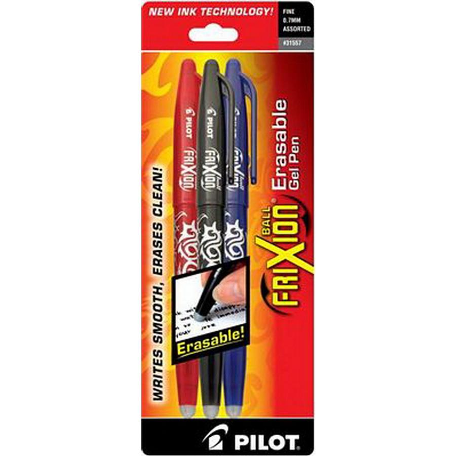 Frixion Erasable Gel Pen 3ct Black/Blue/Red - 072838315571 Quilting Notions