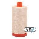 Aurifil Cotton Mako Thread 50wt 1300m Box of 6 BUTTER