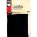 Knitted Cuffs Adult Black 2ct BOX06