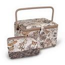 Sewing Basket and Accessory Case Taupe Sew Print