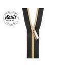 #5 Zippers by the Yard Black Tape Lt Gold Teeth