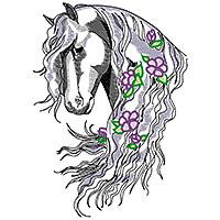 Friesian Horse w/ Flowers