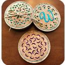 Embroidery Garden Cork Cut Coasters Set 2