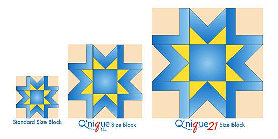 Q'nique quilt block sizes