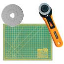 Olfa 45mm Rotary Cutter (RTY-2/G), 18x24 Inch Cutting Mat, 5pack Blades