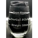 Stemless Glass- Seam Ripper, Crooked Stitch, Straight Stitch