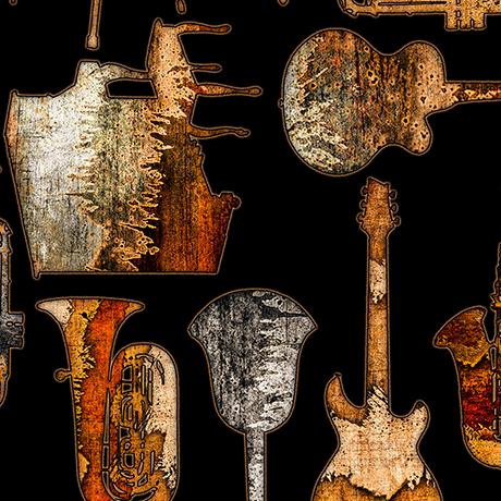Black Textured Musical Instruments (27015-J)