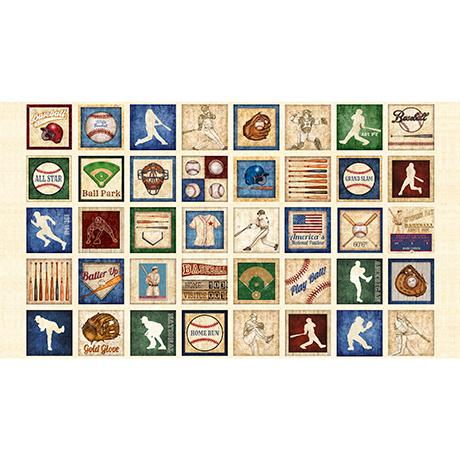 Cream Baseball Motifs (24907-E)