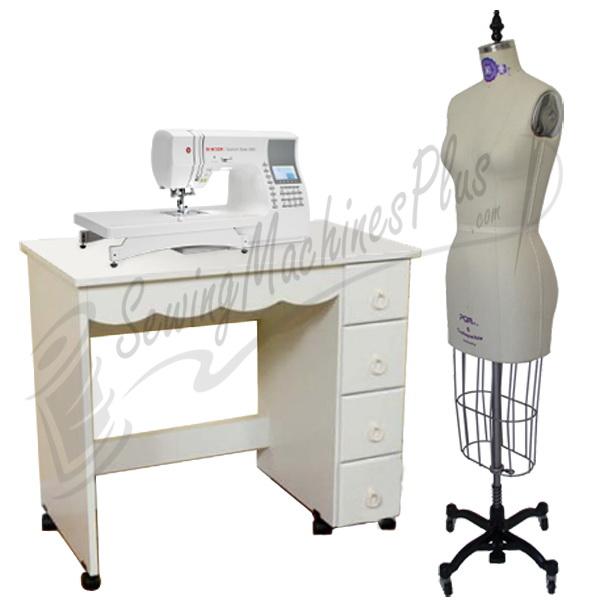4th of July Singer 9960 Quantum Stylist Package - Includes PGM 601 Dress  Form and Arrow Shirley Cabinet